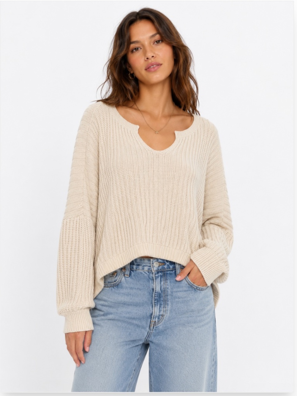Urban Outfitters BDG Slouchy Oversized Chunky Knit Sweater Cream Size Large